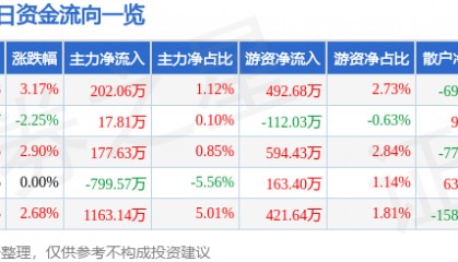 股票行情快报：中捷资源（002021）3月10日主力资金净买入202.06万元